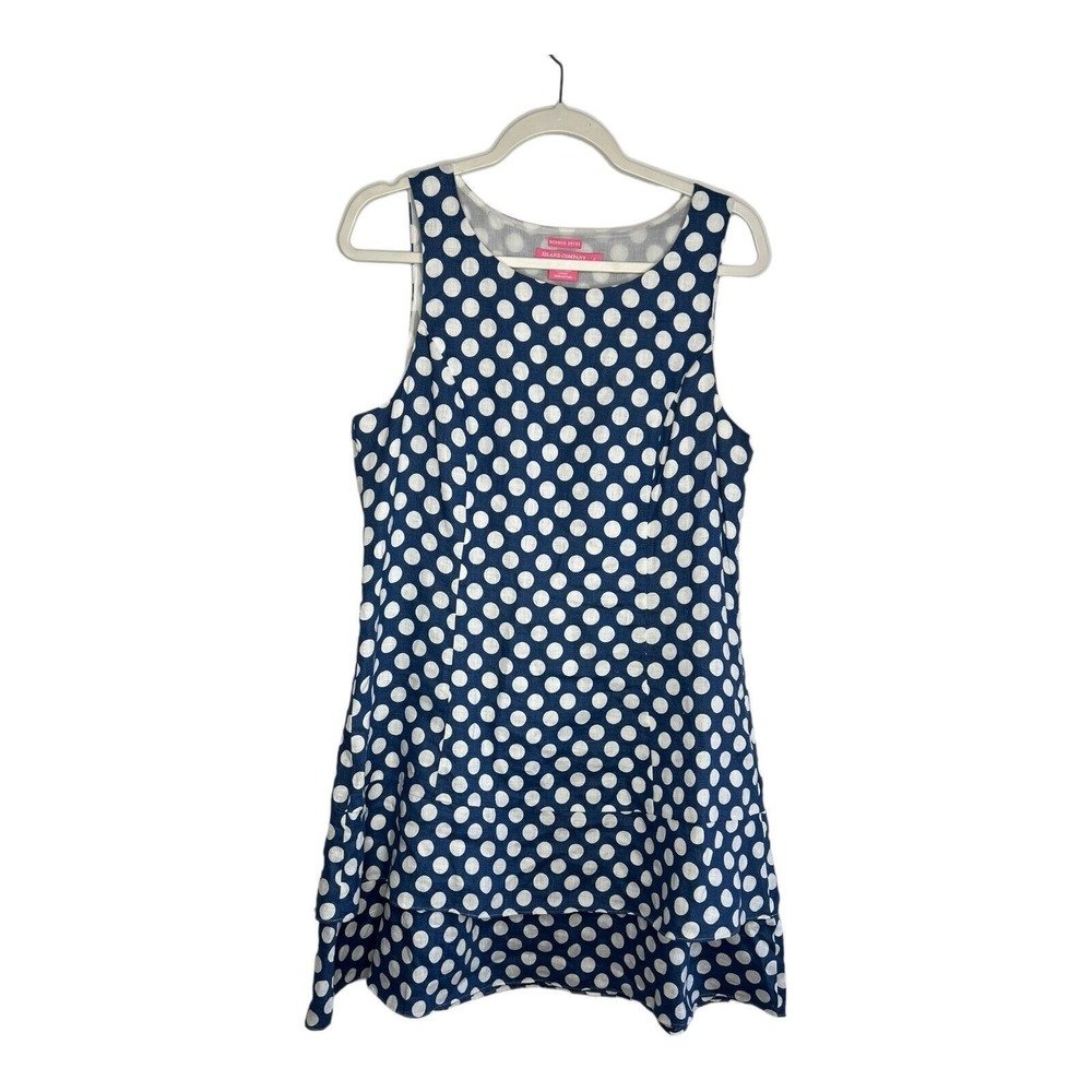 Island Company Mermaid Dress Womens Large Blue Polka Dot  Tiered‎ Lined Summer